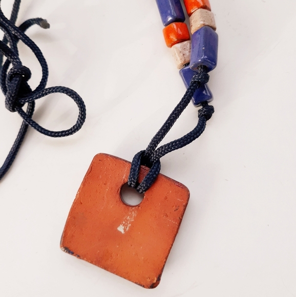 Vintage Earthy Pottery Bead & Pendant Necklace - Picture 3 of 5